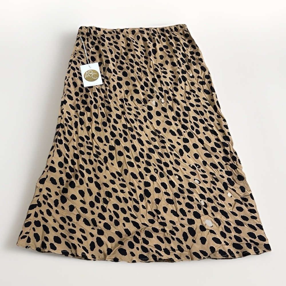 Aquarius Cocktail Skirt Bias 1 Leopard Print Silk NWT Animal Print Luxury